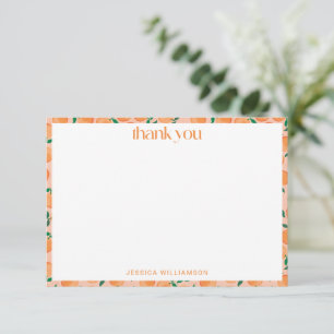 Carte De Remerciements Oranges d'été Aquarelle Rose Baby Shower