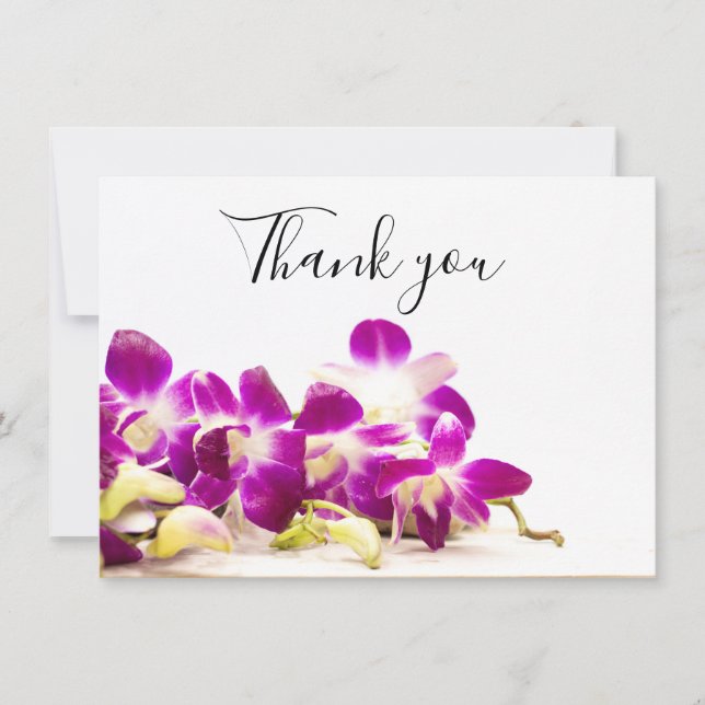 Carte De Remerciements Orchidée violette avec pierre sur spa arrière - pl (Devant)