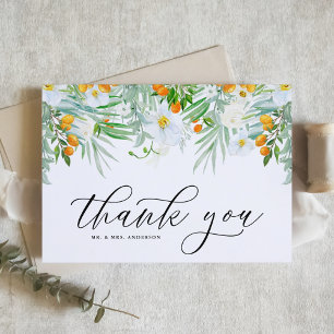 Carte De Remerciements Orchidées blanches et Mariage tropical de Kumquat