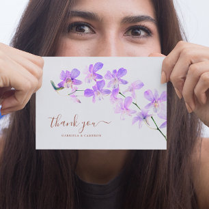 Carte De Remerciements Orchidées Florales Aquarelles Terracotta Mariage