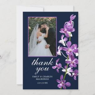 Carte De Remerciements Orchidées violettes, Mariage élégant moderne