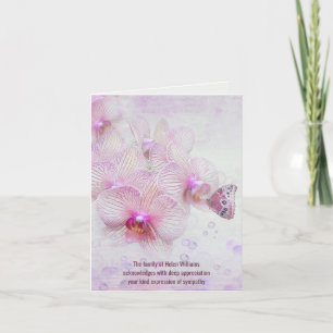 Carte De Remerciements orchids and butterfly sympathy thank yyou