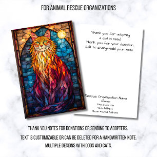 Carte De Remerciements Organisation de sauvetage d'animaux Chats en verre