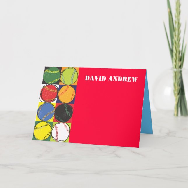 Carte de remerciements orienté de rétro base-ball (Devant)