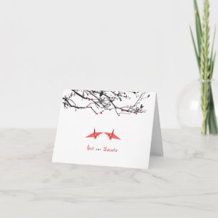 Carte De Remerciements Origami Rouleau grues et branches Mariage photo