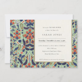 Carte De Remerciements Ornate Turquoise Navy Floral Peacock Baby shower I