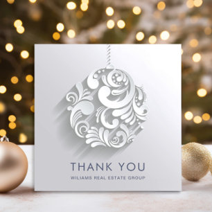 Carte De Remerciements Ornement de Noël moderne 3D Fêtes d'entreprise