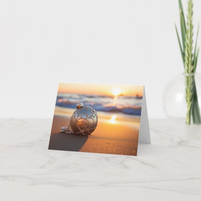 Carte De Remerciements Ornement de vacances sur la plage à Sunrise (Devant)