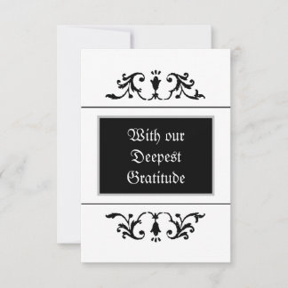 Carte De Remerciements Ornement gothique vintage Mariage noir et blanc