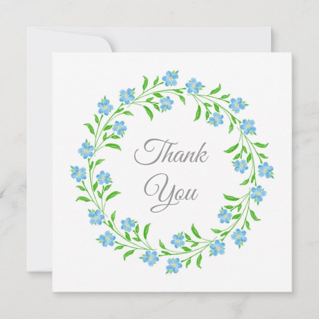 Carte De Remerciements Oubliez-moi non aquarelle Floral Wreath (Devant)