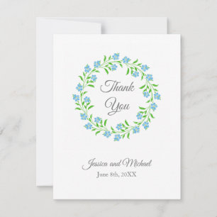 Carte De Remerciements Oubliez-moi non aquarelle Floral Wreath