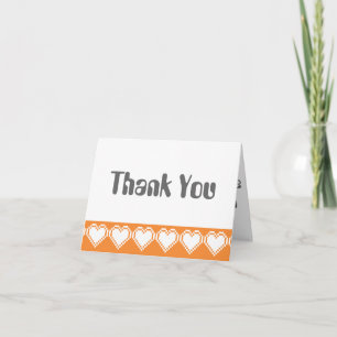 Carte De Remerciements Our 8 bits Hearts in Orange Thank You Card