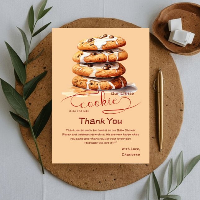 Carte De Remerciements Our Little Cookie Is On The Way Baby Shower (Créateur téléchargé)
