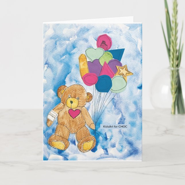 Carte De Remerciements Ours aux Ballons - Art pour Enfants pour CHOC (Devant)