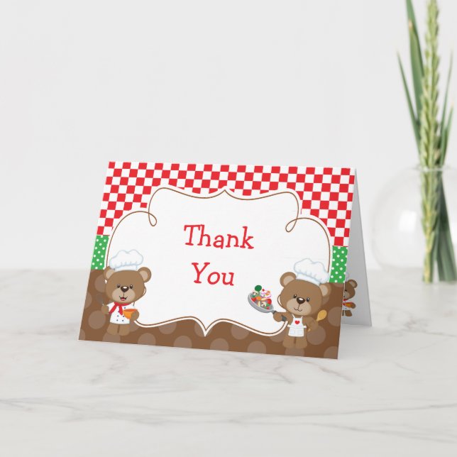 Carte De Remerciements Ours chef cuisinier fête (Devant)