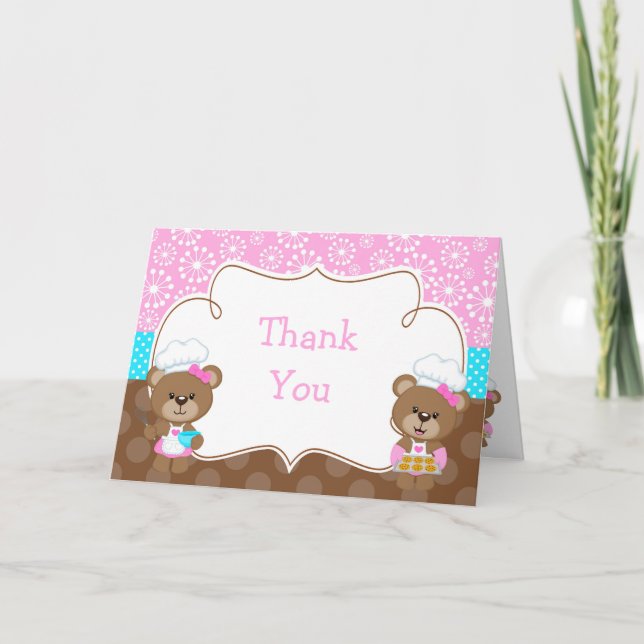 Carte De Remerciements Ours Chef Cuisinier Fête (Devant)