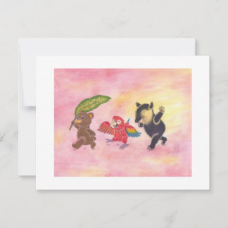 Carte De Remerciements Ours en peluche Macaw Tapir Friends Art Flat Note