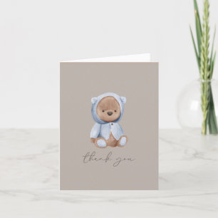 Carte De Remerciements Ours en peluche mignon - Bleu, Brown, Neutre 