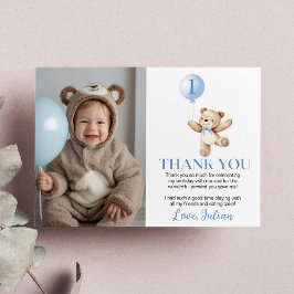 Carte De Remerciements Ours en peluche mignonne Bélier bleu Bélier Annive