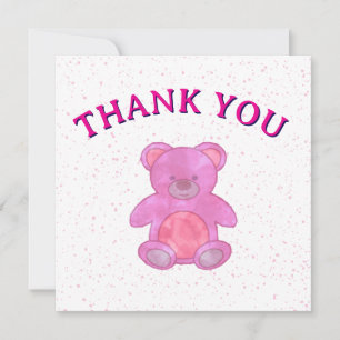 Carte De Remerciements Ours en peluche rose mignon personnalisé