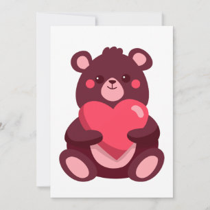Carte De Remerciements Ours Mignon Avec Coeur