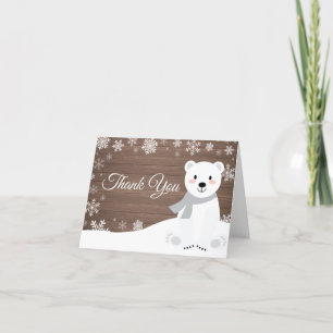 Carte De Remerciements Ours polaire flocon de neige hiver rustique