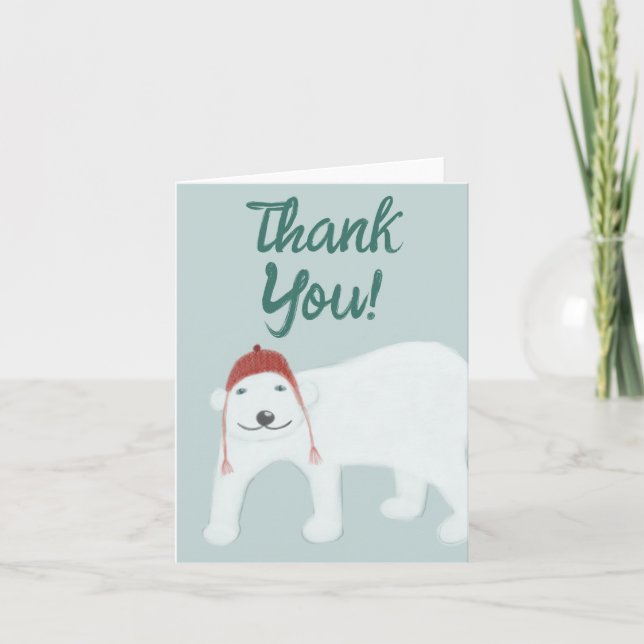 Carte De Remerciements Ours polaire Noël hiver (Devant)