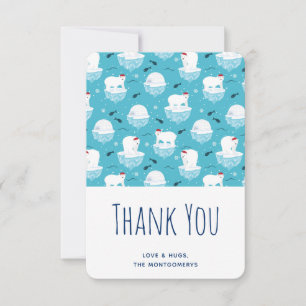 Carte De Remerciements Ours polaires mignons en chapeau de Noël Design