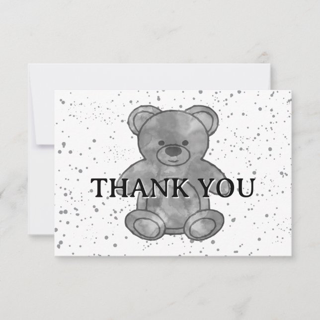 Carte De Remerciements Ourson Mignon en Noir et Blanc Remerciement Person (Devant)