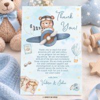 Ourson Pilote Mignon Avion Bleu Garçon Baby Shower
