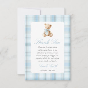 Carte De Remerciements Ourson Prépa Fête de Naissance Garçon