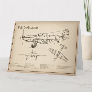 Carte De Remerciements P-51D Mustang - Plan directeur de l'avion SD