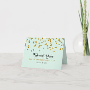 Carte De Remerciements Pailleté doré Menthe confettis Enterrement de vie 