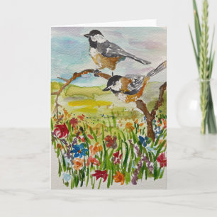 Carte De Remerciements Paire de poulet aquarelle