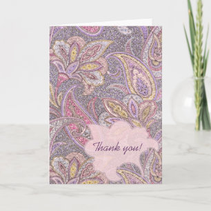Carte De Remerciements Paisley et motif de fleurs