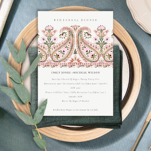 Carte De Remerciements Paisley Floral Rose Motif Dîner de répétition Invi