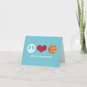 Carte De Remerciements Paix, amour, Aqua de basket-ball