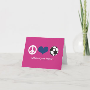 Carte De Remerciements Paix, amour, rose du football
