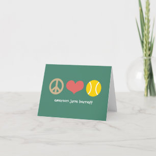 Carte De Remerciements Paix, amour, vert de tennis