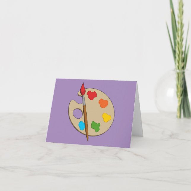 Carte De Remerciements Palette Artiste avec pinceau (Devant)