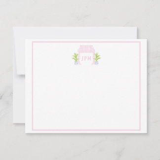 Carte De Remerciements Palm Beach Cabana Monogram Flat Card