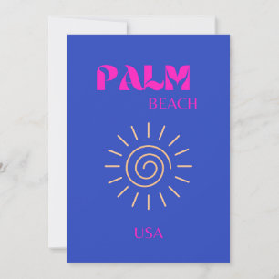 Carte De Remerciements Palm Beach, Travel Art, Floride, Bleu