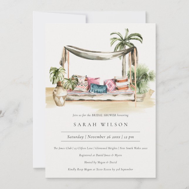 Carte De Remerciements Palm Beach Tropical Cabana Fête des mariées Invita (Devant)