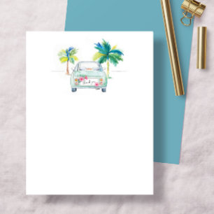 Carte De Remerciements Palmier Tropical et aquarelle de voiture