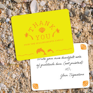 Carte De Remerciements Palmiers & Dauphins Jaune & Orange Personnalisé