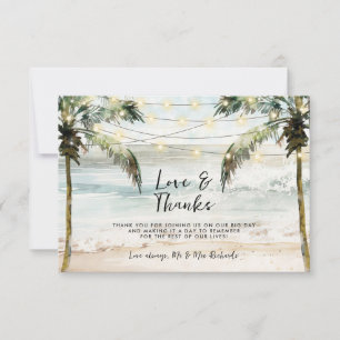 Carte De Remerciements palmiers de plage amour et remerciements tropicaux