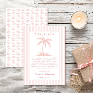 Carte De Remerciements Palmiers et Tétines Rose Foncé Baby Shower Côtier