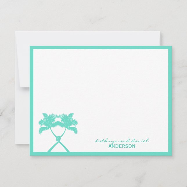 Carte De Remerciements Palmiers noués Destination Tropicale Mariage (Devant)