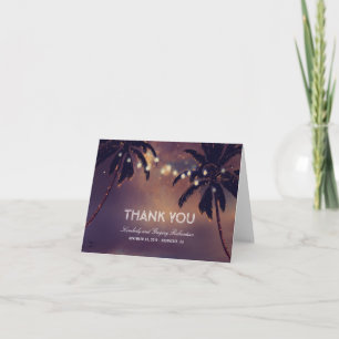 Carte De Remerciements Palms de plage Mariage de lumière