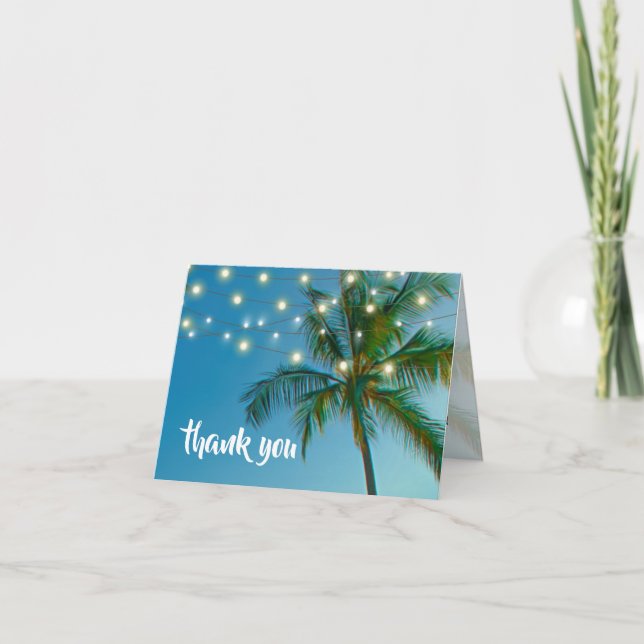 Carte De Remerciements Palms de plage Mariage de lumière (Devant)